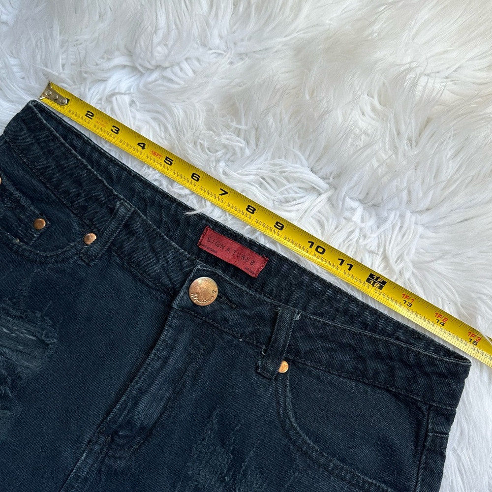 Signature Eight • Black Denim Distressed Mini Skirt - Picture 8 of 11